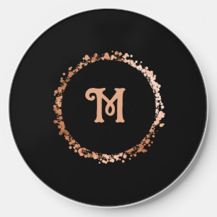 rose gold circle monogram wireless charger 