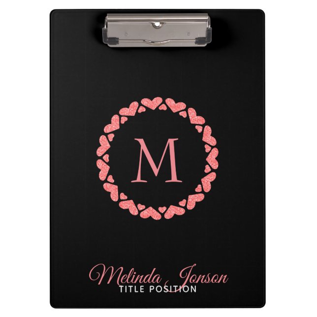 Rose Gold Circle Of Hearts Clipboard (Front)