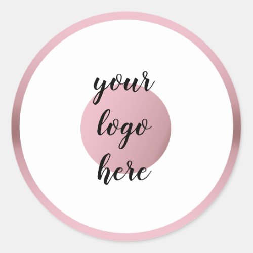 Rose Gold Circle Rings Border Glitter Custom Logo  Classic Round Sticker