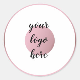 Rose Gold Circle Rings Border Glitter Custom Logo Classic Round Sticker