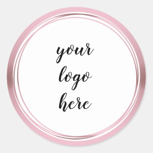 Rose Gold Circle Rings Border Glitter Custom Logo  Classic Round Sticker