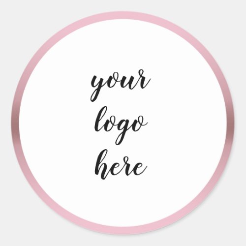 Rose Gold Circle Rings Border Glitter Custom Logo  Classic Round Sticker