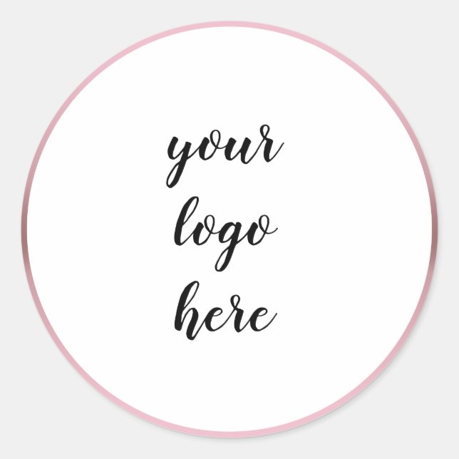 Rose Gold Circle Rings Border Glitter Custom Logo  Classic Round Sticker (Front)