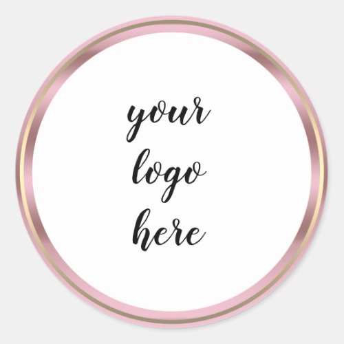 Rose Gold Circle Rings Border Glitter Custom Logo  Classic Round Sticker