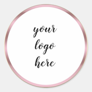 Rose Gold Circle Rings Border Glitter Custom Logo Classic Round Sticker