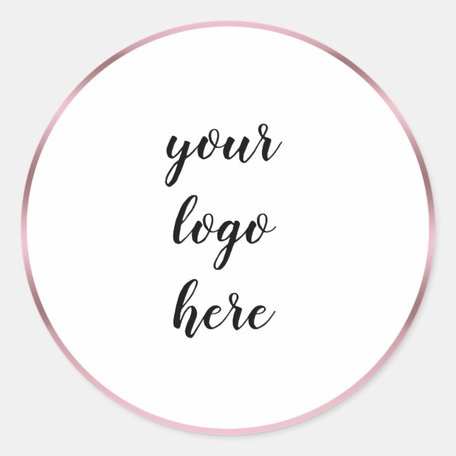 Rose Gold Circle Rings Border Glitter Custom Logo  Classic Round Sticker (Front)
