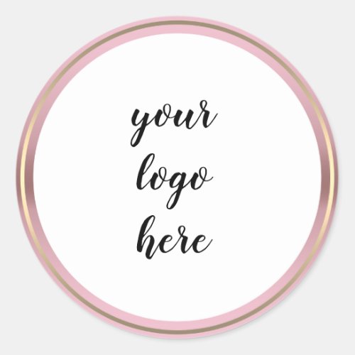 Rose Gold Circle Rings Border Glitter Custom Logo  Classic Round Sticker