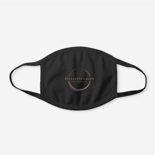 Rose Gold Circle Salon Logo Black Cotton Face Mask (Front)