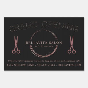 Rose Gold Circle Salon Logo Grand Opening Sign