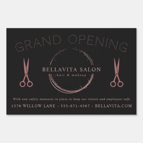 Custom Banners And Signs 9 Rose Gold Circle Salon Logo Grand Opening Sign