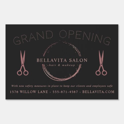 Rose Gold Circle Salon Logo Grand Opening Sign