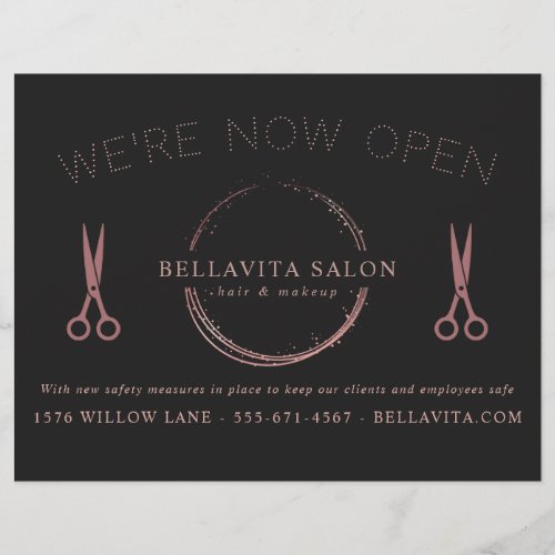 Rose Gold Circle Salon Logo We'Re Now Open Flyer