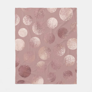Rose Gold Circles: Vintage Abstract Fleece Blanket