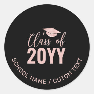 Rose Gold Class of Graduation Party Favor Classic Round Sticker