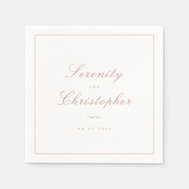 Rose Gold Classic Elegance Minimalist Wedding Napkins (Front)