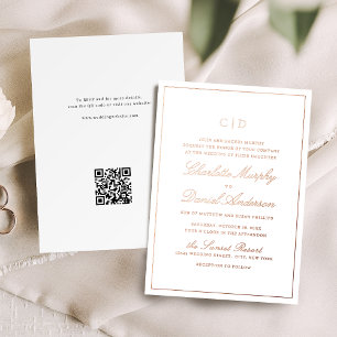 Rose Gold Classic Elegance Script Monogram Wedding Foil Invitation