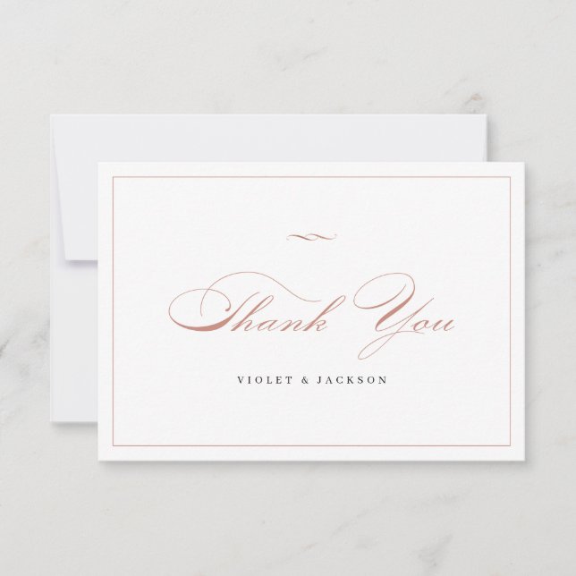 Rose Gold Classic Elegance Script Simple  Thank You Card (Front)