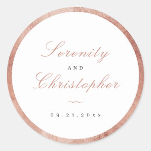 Rose Gold Classic Elegance Script Wedding Favors Classic Round Sticker