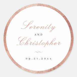 Rose Gold Classic Elegance Script Wedding Favors Round Sticker