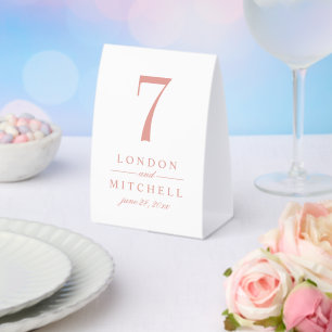 Rose Gold Classic Elegant Wedding Table Number Paper Table Tent