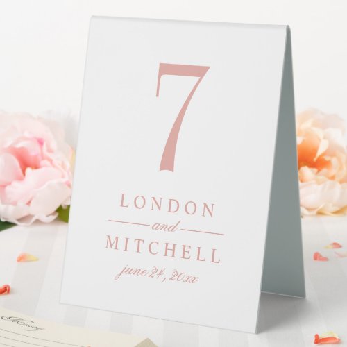 Rose Gold Classic Elegant Wedding Table Number Table Tent Sign