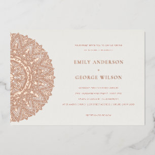 Rose Gold Classic Ornate Mandala Wedding Invite