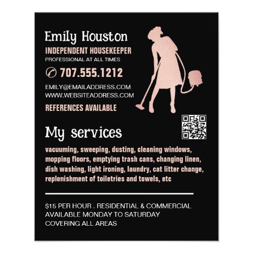Rose Gold Cleaner Silhouette Housekeeper Maid Flyer
