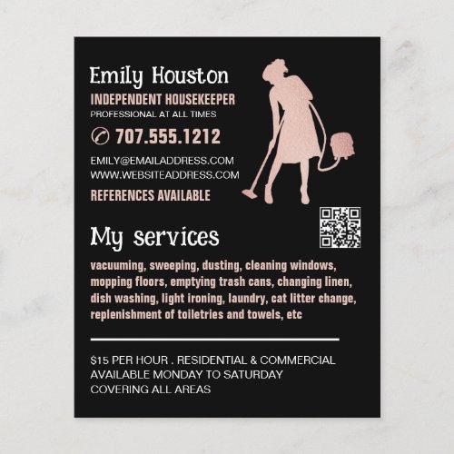 Rose Gold Cleaner Silhouette Housekeeper Maid Flyer