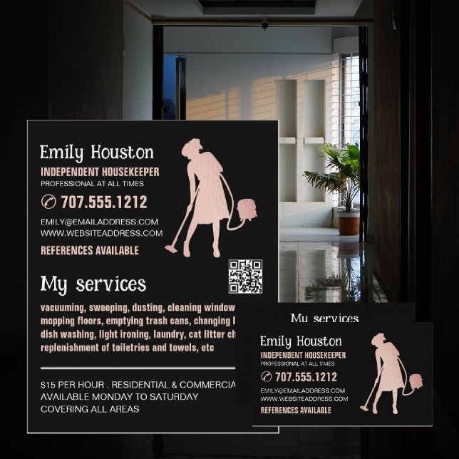 Rose Gold Cleaner Silhouette, Housekeeper, Maid Flyer (Creator Uploaded)