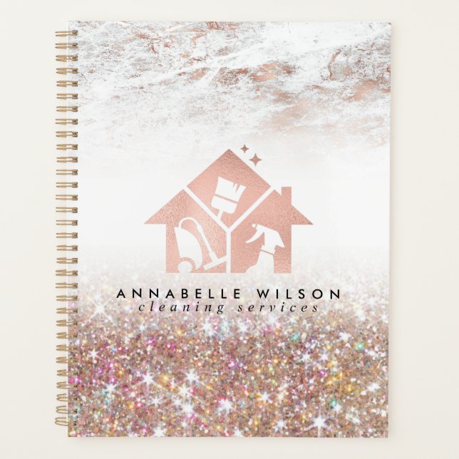 Rose Gold Cleaning Services Appointment Book Planner (Front)