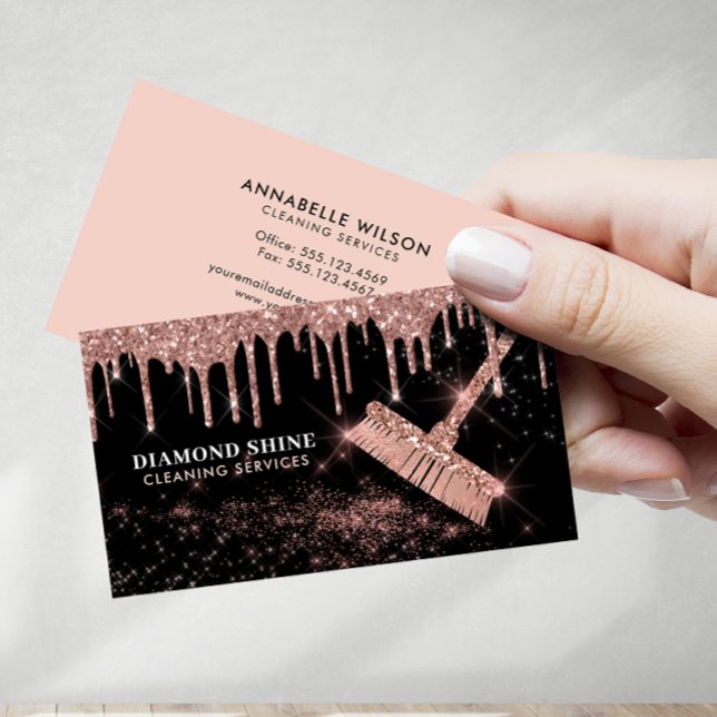 Rose Gold Cleaning Services  Business Card (Creator Uploaded)