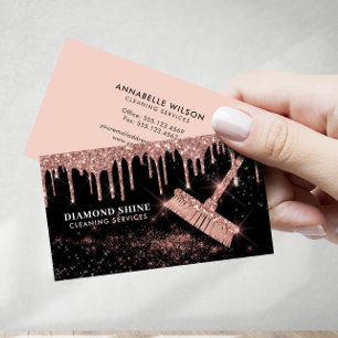 Rose Gold Cleaning Services Business Card