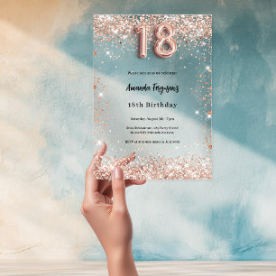 Rose gold clear 18th birthday luxury acrylic invitations
