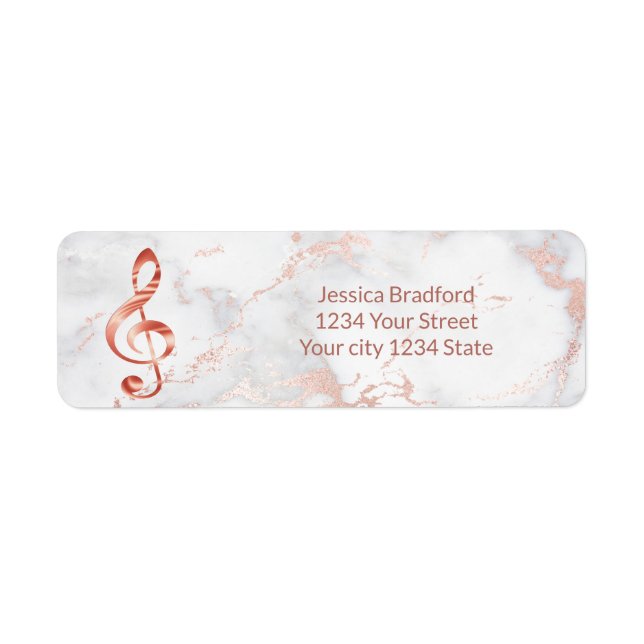 rose gold clef music on marble label (Front)