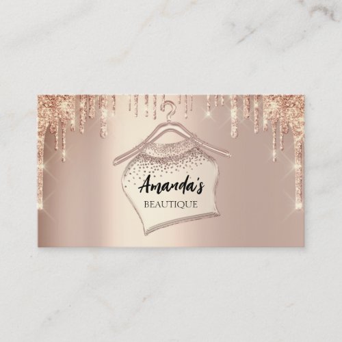 Rose Gold Cloth Closet Hanger Boutique QR Code  Business Card