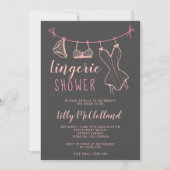 Rose gold clothesline chic lingerie bridal shower invitation (Front)
