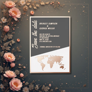 rose gold cloud 9 destination save the date  foil invitation