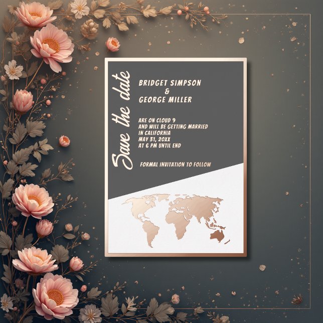 rose gold cloud 9 destination save the date  foil invitation (Creator Uploaded)