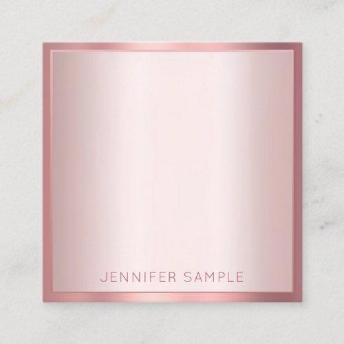 Rose Gold Color Elegant Modern Simple Template Square Business Card