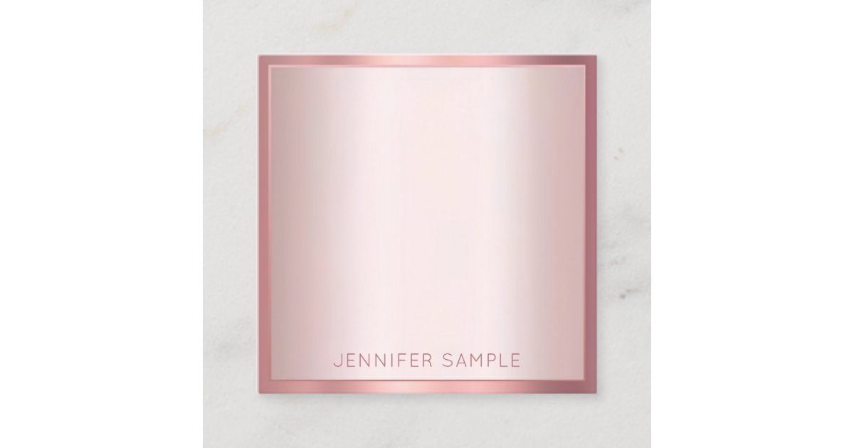 Rose Gold Color Elegant Modern Simple Template Square Business Card ...
