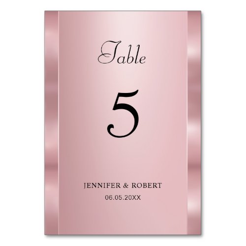 Rose Gold Color Elegant Script Modern Template Table Number