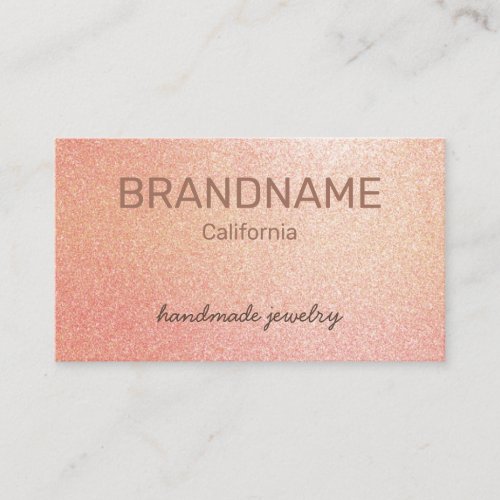 Ros Gold Color Gradient Texture Faux Pink Glitter Business Card