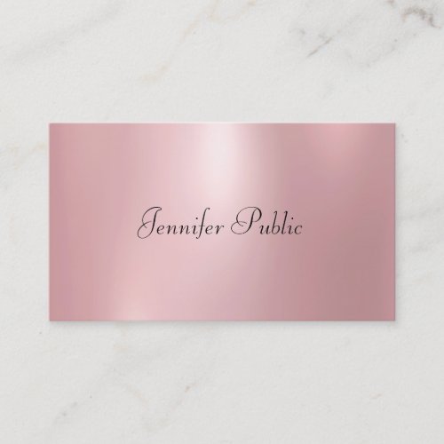 Rose Gold Color Modern Calligraphed Cute Design Business Card