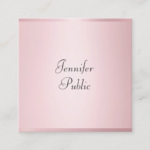 Rose Gold Color Modern Handwritten Professional Square Business Card