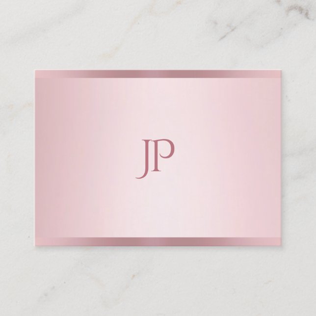 Rose Gold Color Modern Monogram Simple Template Business Card (Front)