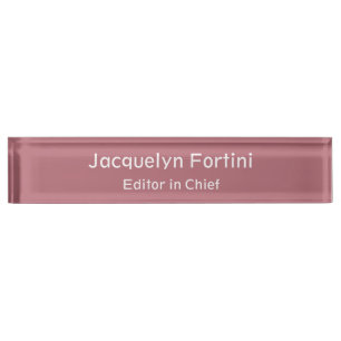 Rose Gold Color Plain Elegant Modern Minimalist Desk Name Plate