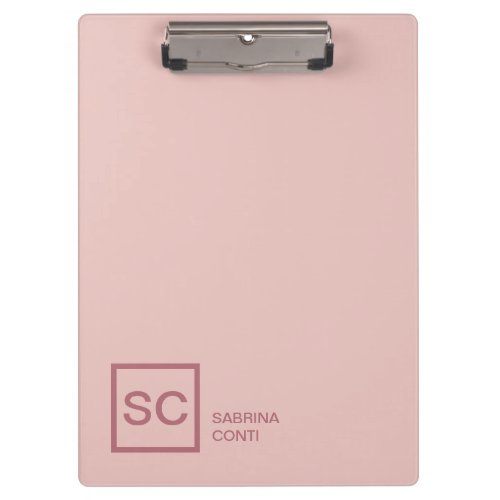 Rose gold color professional girly monogram name clipboard