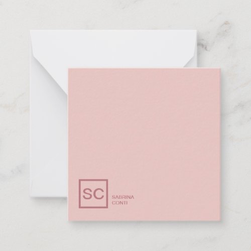 Rose gold color professional girly monogram name note card