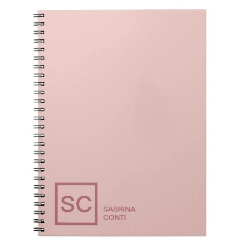 Rose gold color professional girly monogram name notebook