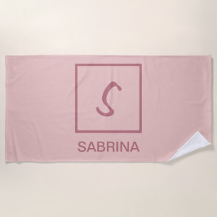 Rose gold color professional simple monogram name beach towel